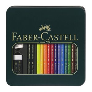 [파버카스텔]폴리크로모스 전문가용 색연필 12색+카스텔9000세트 틴케이스